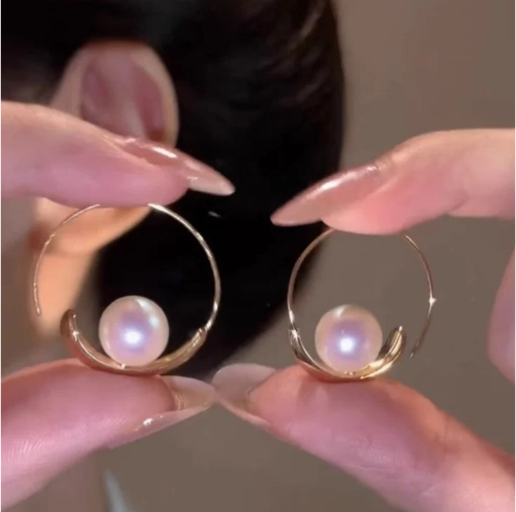 Classic Pearl Hoop Earrings