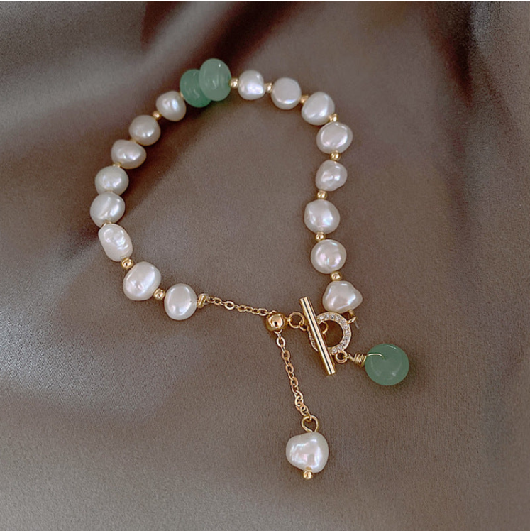 Natural Pearl & Green Aventurine Bracelet