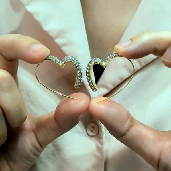 Bling Heart Threader Earrings