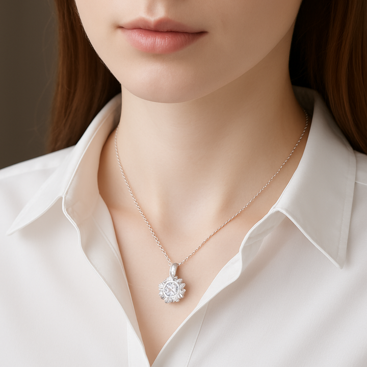 Radiant Sunflower S925 Sterling Silver Pendant Necklace